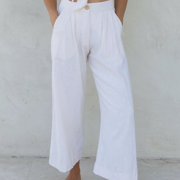 Kara Thoms Baye Pant, Cream, size Large - Picture 1 of 6